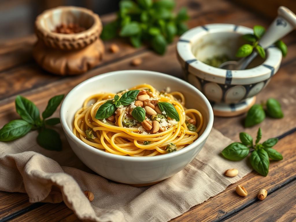 Pasta al pesto di basilico — ricetta della Nonna